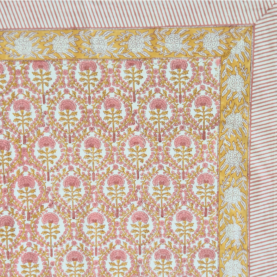 Rose Palace Indian blockprint tablecloth