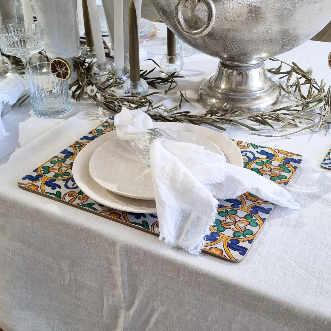 Sicilian Style Cork Placemat for xmas placemats 2023, another angle