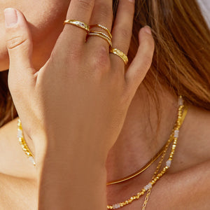 Eros Gold Textured Ring - Medium, multiple rings