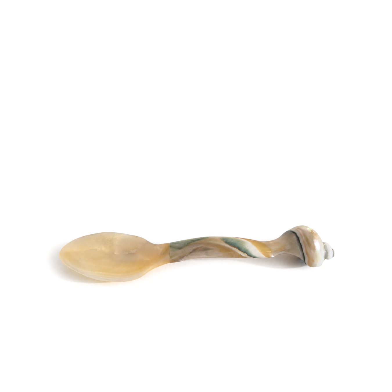 Decorative wooden spoon with a twisted handle on a white background