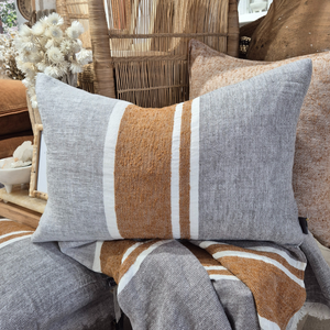 Magnus Luxury Linen Cushion | Medium Lumbar, with throw blanket