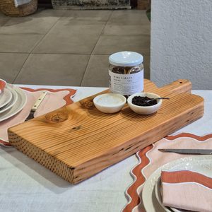 Large Douglas Fir Cheese Board | Raised Corners, with items