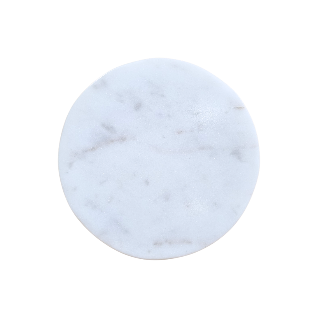 Pearlescent White Marble Coaster, frontview