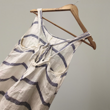 White Linen Dress | Blue Stripe, top half