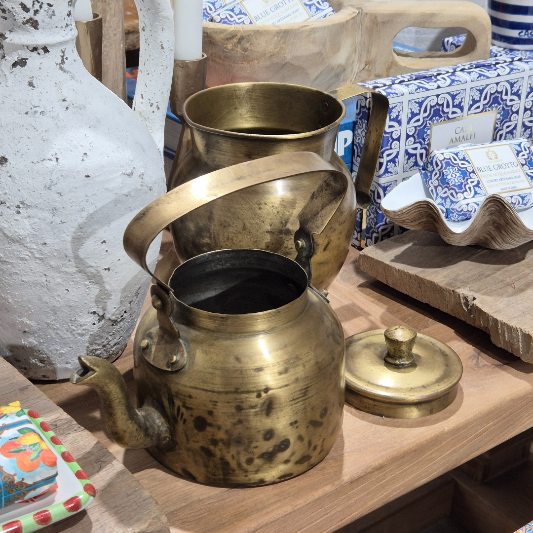 Traditional Brass Chai Kettle - Decorative Kitchenware | A, image