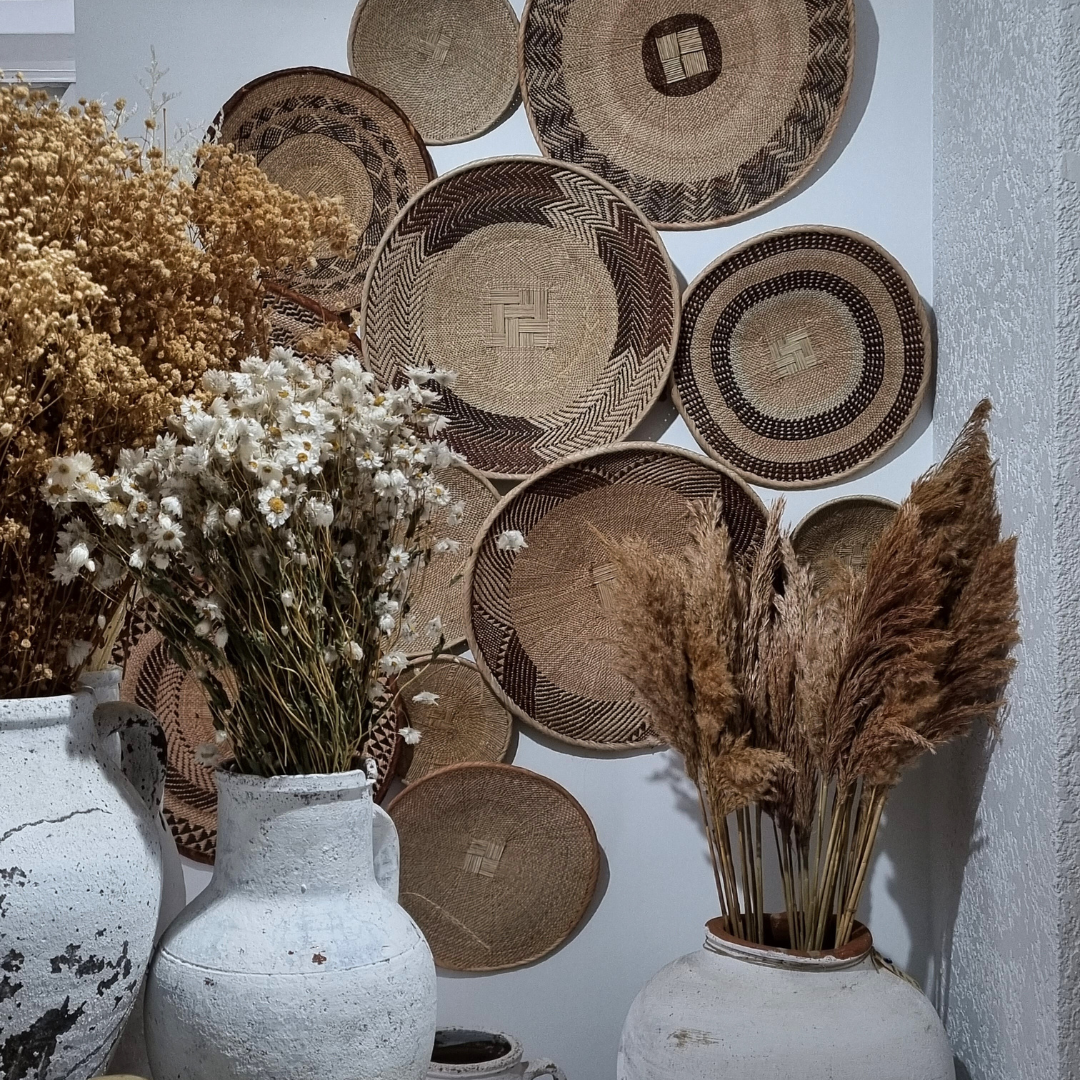 Extra Large Batonga Winnowing Basket | H, hanging off wall