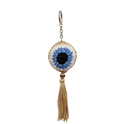 EVIL EYE KEYCHAIN - Natural Tassle