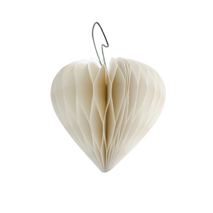Off-White Paper Heart Christmas Ornament