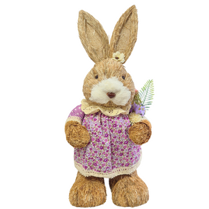 Easter Straw Bunny | Dolly, with purple dress