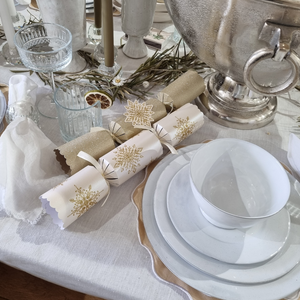 Gold & Champagne Snowflake Crackers - Set of 6