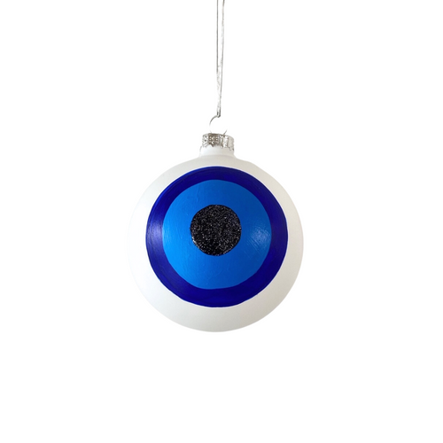 Evil Eye Christmas Tree Ornament -- White, image