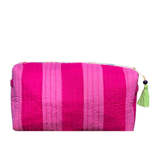 Striped Toiletry Bag | Hot Pink