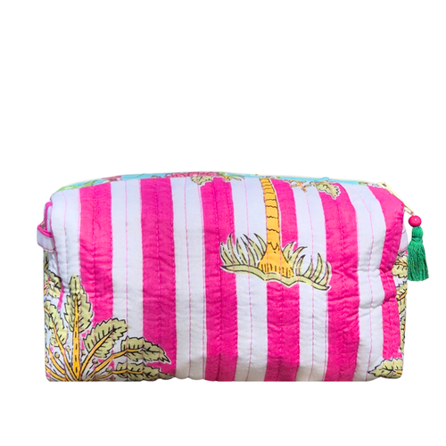 Striped Toiletry Bag | Raspberry Palm