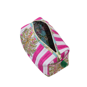 Striped Toiletry Bag | Raspberry Palm