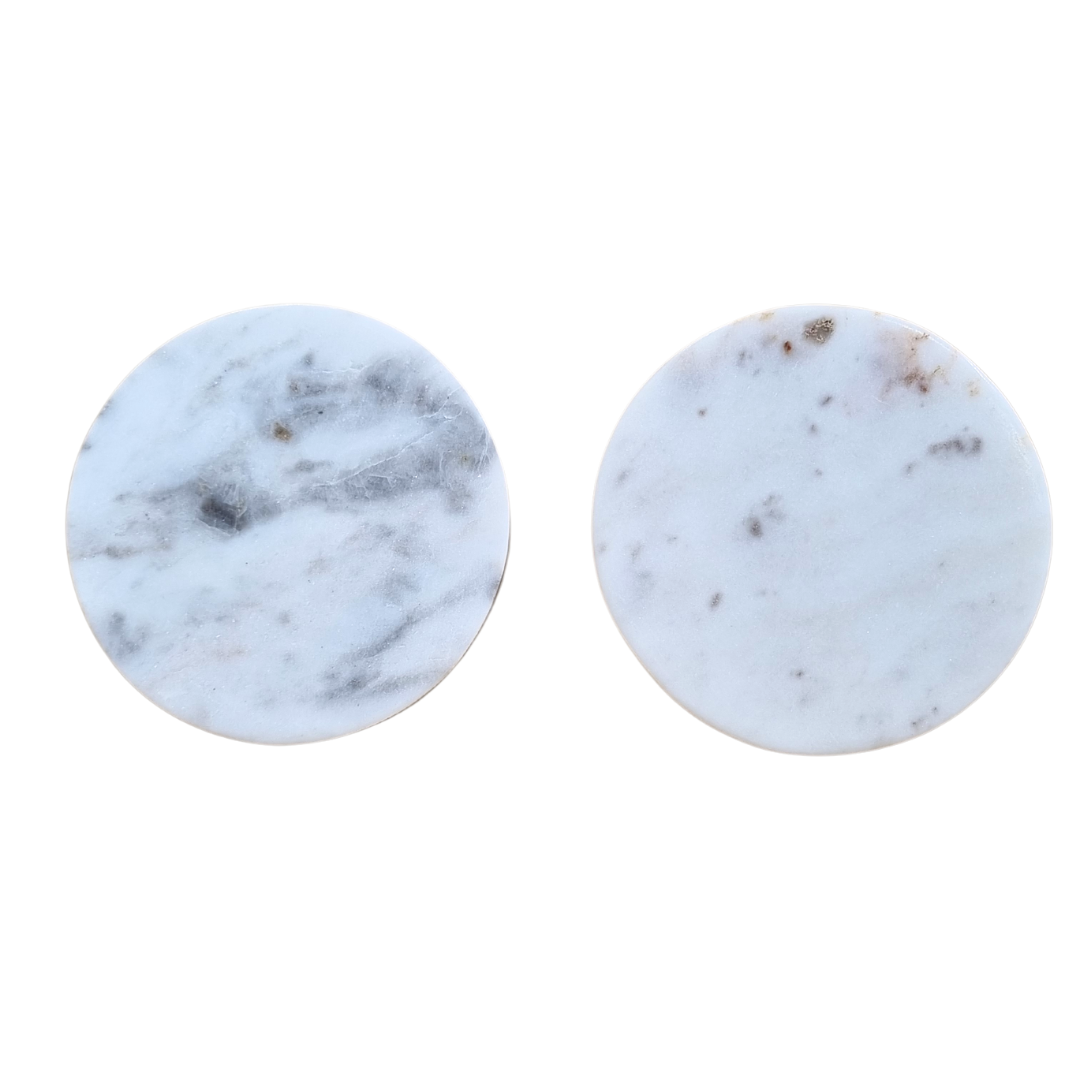 Pearlescent White Marble Coaster, both sides