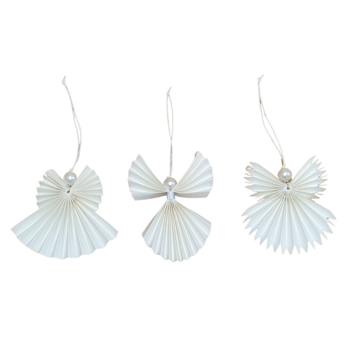 Handmade Paper Angels - Set of 3 Christmas Ornaments
