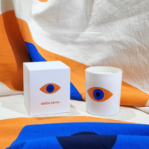 Della Terra | Vanilla Caramel Evil Eye Scented Candle, outside box