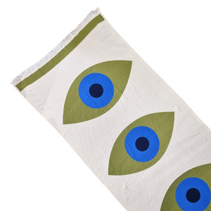 Turkish Evil Eye Towel in Olive Green: Stylish Summer Essentials | Unique Beach Towels, Turkish Cotton Quality
