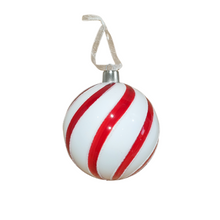 Red & White Peppermint Swirl - Christmas Glass Bauble