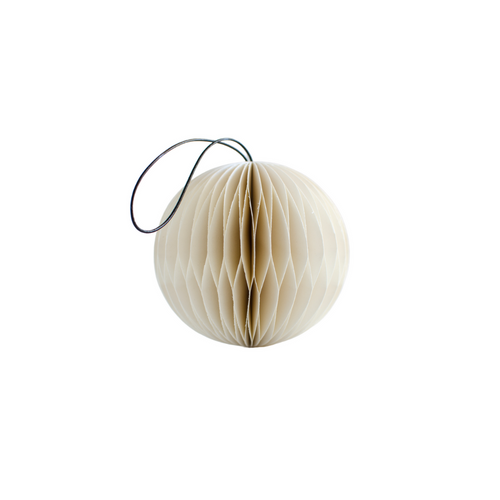 Off-White Paper Sphere Christmas Ornament