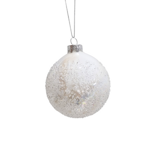 Sylvie Textured Glass Bauble - White Sphere