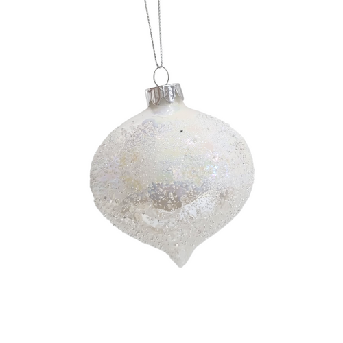 Sylvie Textured Glass Bauble - White Turnip