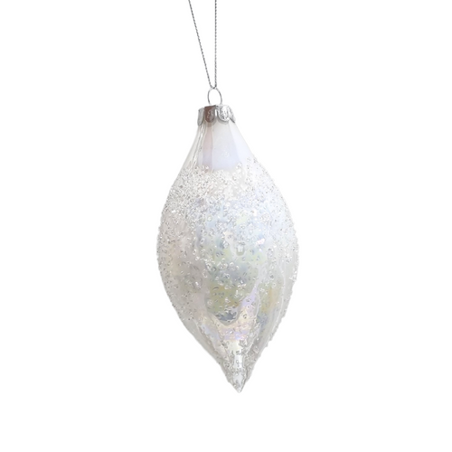 Sylvie Textured Glass Bauble - White Cocoon
