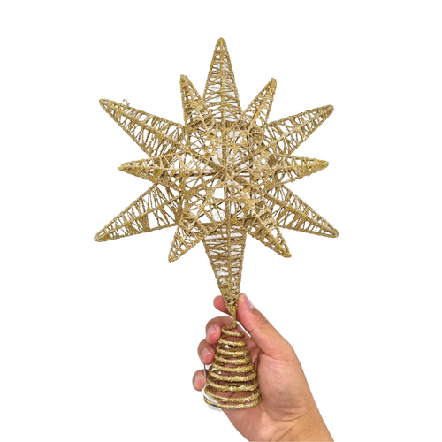 Konstantius Christmas Tree Topper - Gold Glitter