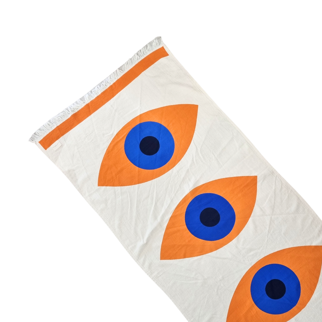 Turkish Evil Eye Towel in Terracotta: Stylish Summer Essentials | Unique Beach Towels, Turkish Cotton Quality