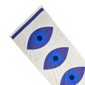 Turkish Evil Eye Towel in Blue: Stylish Summer Essentials | Unique Beach Towels, Turkish Cotton Quality