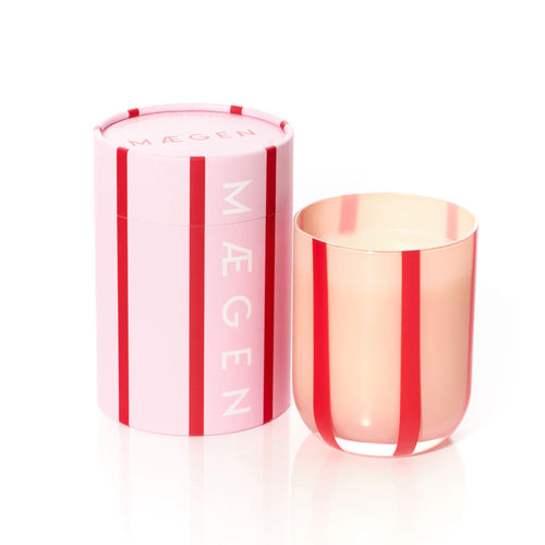 Pink/Red Stripe Atina Candle | Orange Blossom & Basil