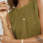 Gold Heart Locket Necklace, closeup