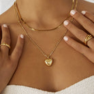 Rose Heart Necklace - Gold, closeup