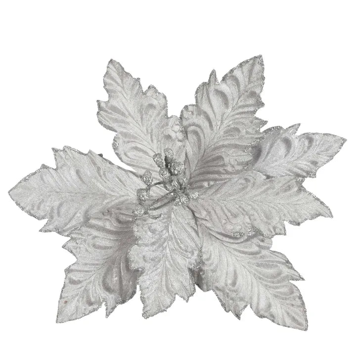 Kiruna Clip-on Poinsettia Flower - Silver