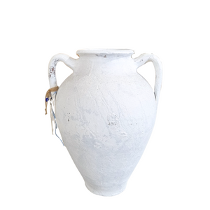 White Heritage Turkish Pots with Double Handles | J, frontview