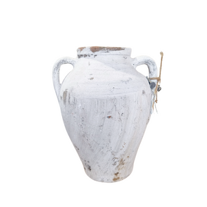 White Heritage Turkish Pots for Home Decor | O, double handle