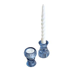 Jewel Candle Holder - Blue, with candle
