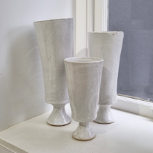 White Pedestal Ceramic Vase | Large, multiple sizes