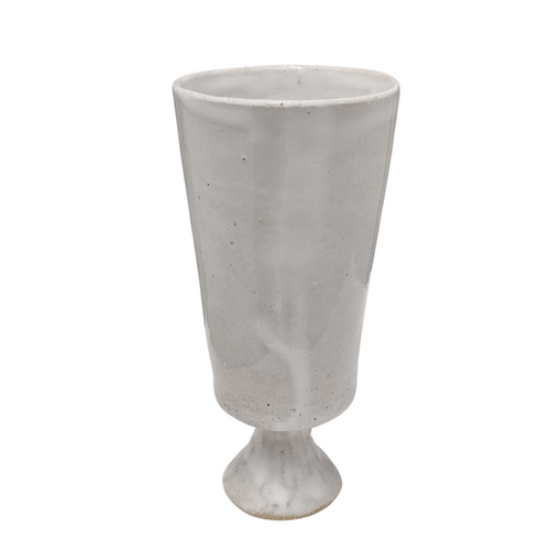 White Pedestal Ceramic Vase | Medium, image