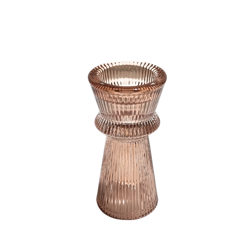 Dusty Rose Ribbed Candle Holder