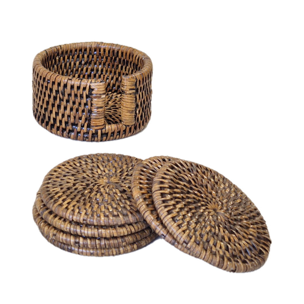 Rattan Coaster Set | Antique Finish, image