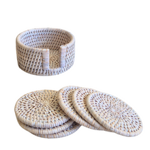 Rattan Coaster Set | Whitewash Finish, image