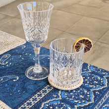 Rattan Coaster Set | Whitewash Finish, glass