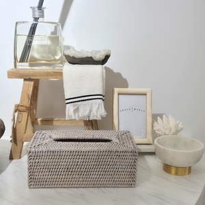 Large Rattan Tissue Box | Whitewash, crave wares