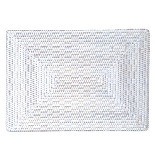 Handwoven Rectangular Rattan Placemat | White Wash Finish