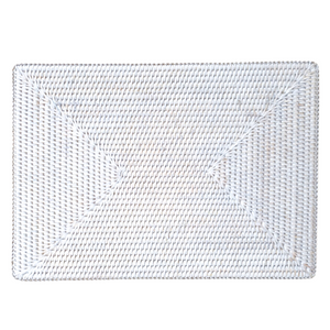 Handwoven Rectangular Rattan Placemat | White Wash Finish