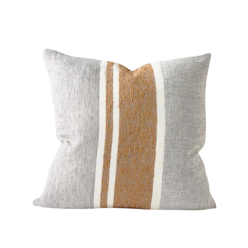 Magnus Luxury Linen Cushion, nutmeg and grey