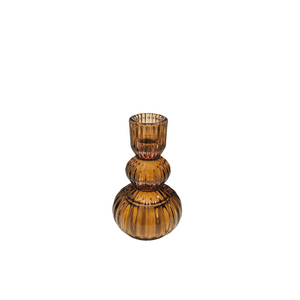 Amber Tapered Candle Holder | Short