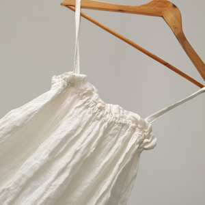Panna White Linen Dress, closeup