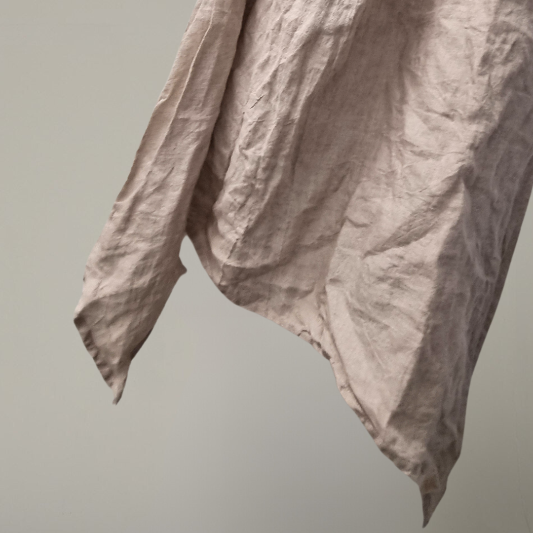 Neutral-Toned Linen Dress, closeup